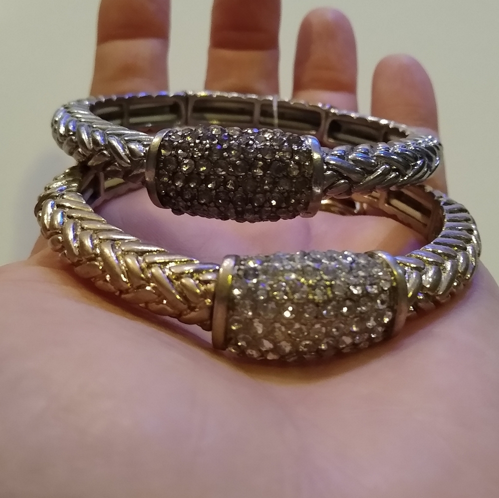 2 Braided w/ Rhinestone Bracelets